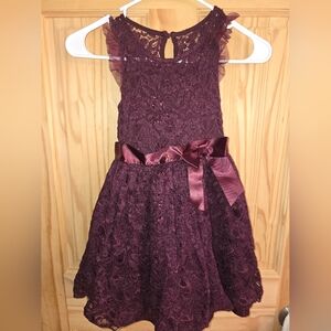 Elegant Lace Kids Dress in Burgundy